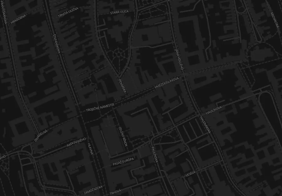 Mapa okolia kavina – Hviezdoslavova 11, 917 01 Trnava